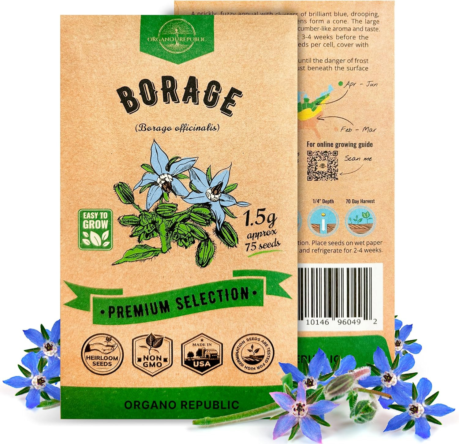 Borage Seeds Pack 1.50 G – over 75 Non-Gmo Heirloom Borage Seeds for Planting He