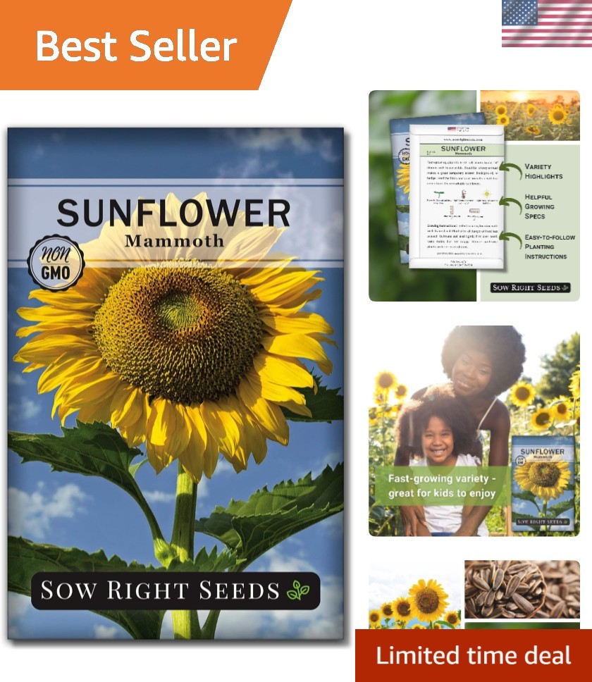 Mammoth Sunflower Seeds: Grow Giant 8-12 Ft Blooms – Non-GMO Heirloom Pack