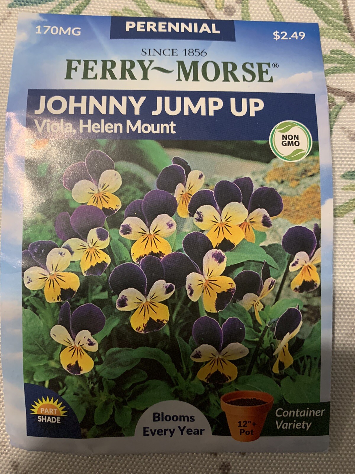 Ferry Morse Johnny Jump Up Viola Helen Mount Flower Seed Seeds Packet Part Shade