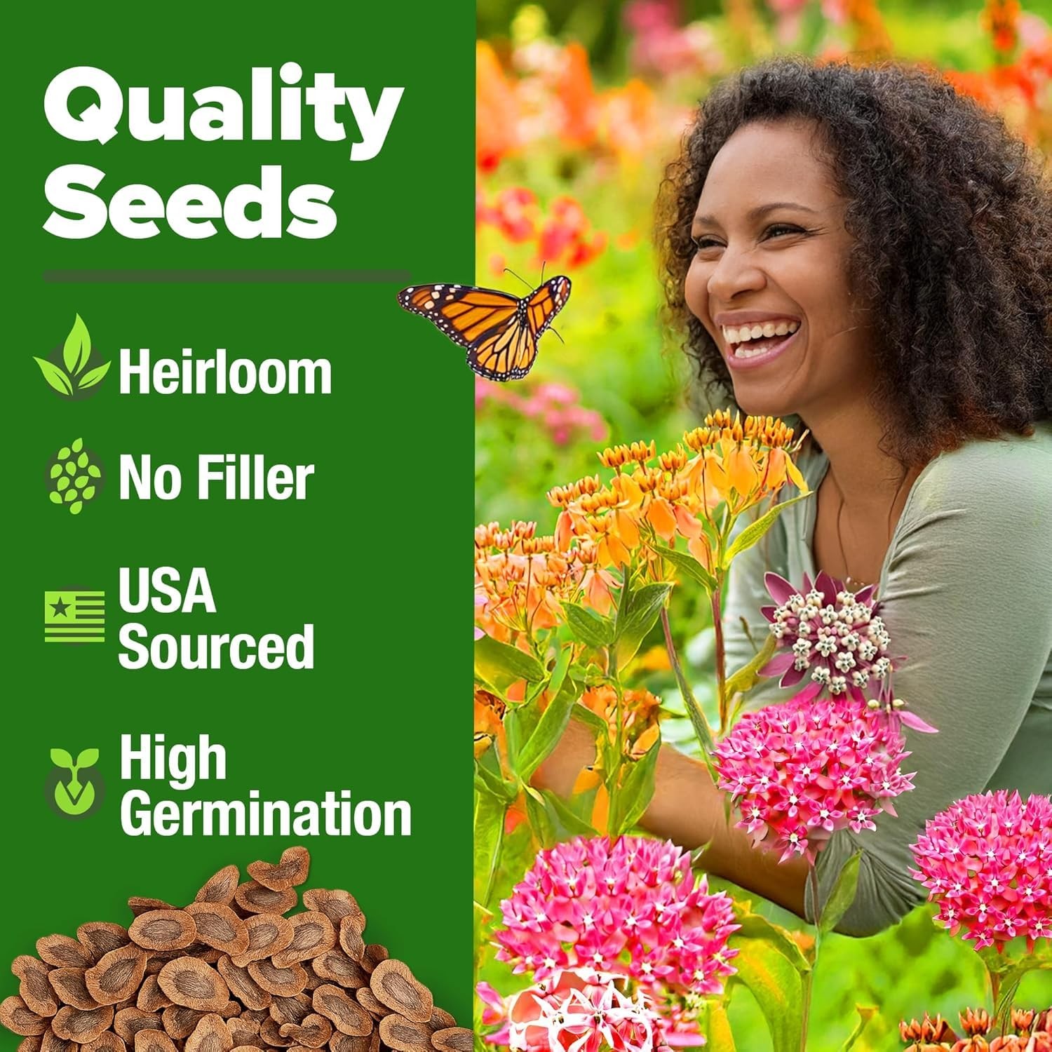 Milkweed Flower Seeds – 500+ Heirloom Perennials for Monarch Habitat, Zones 3-10