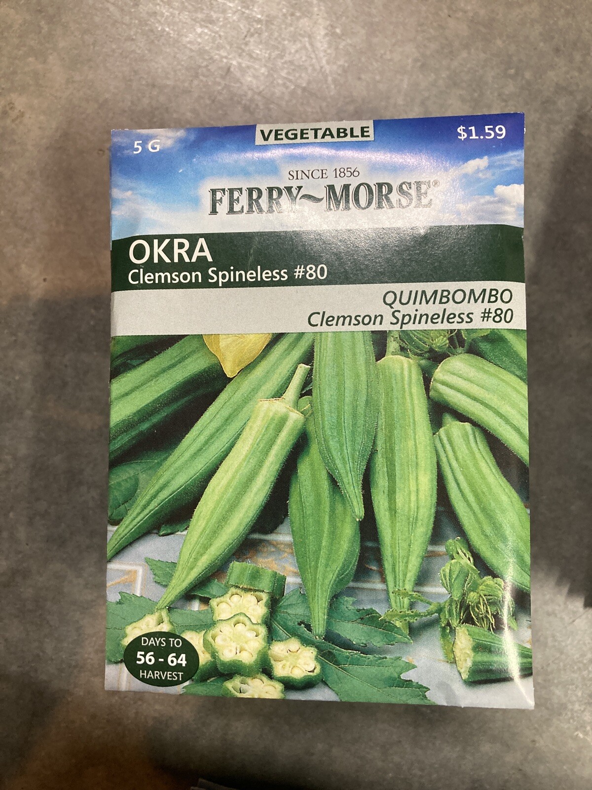 10 Ferry Morse Okra Clemson Spineless #80 Seed Packs Vegetable Free Shipping