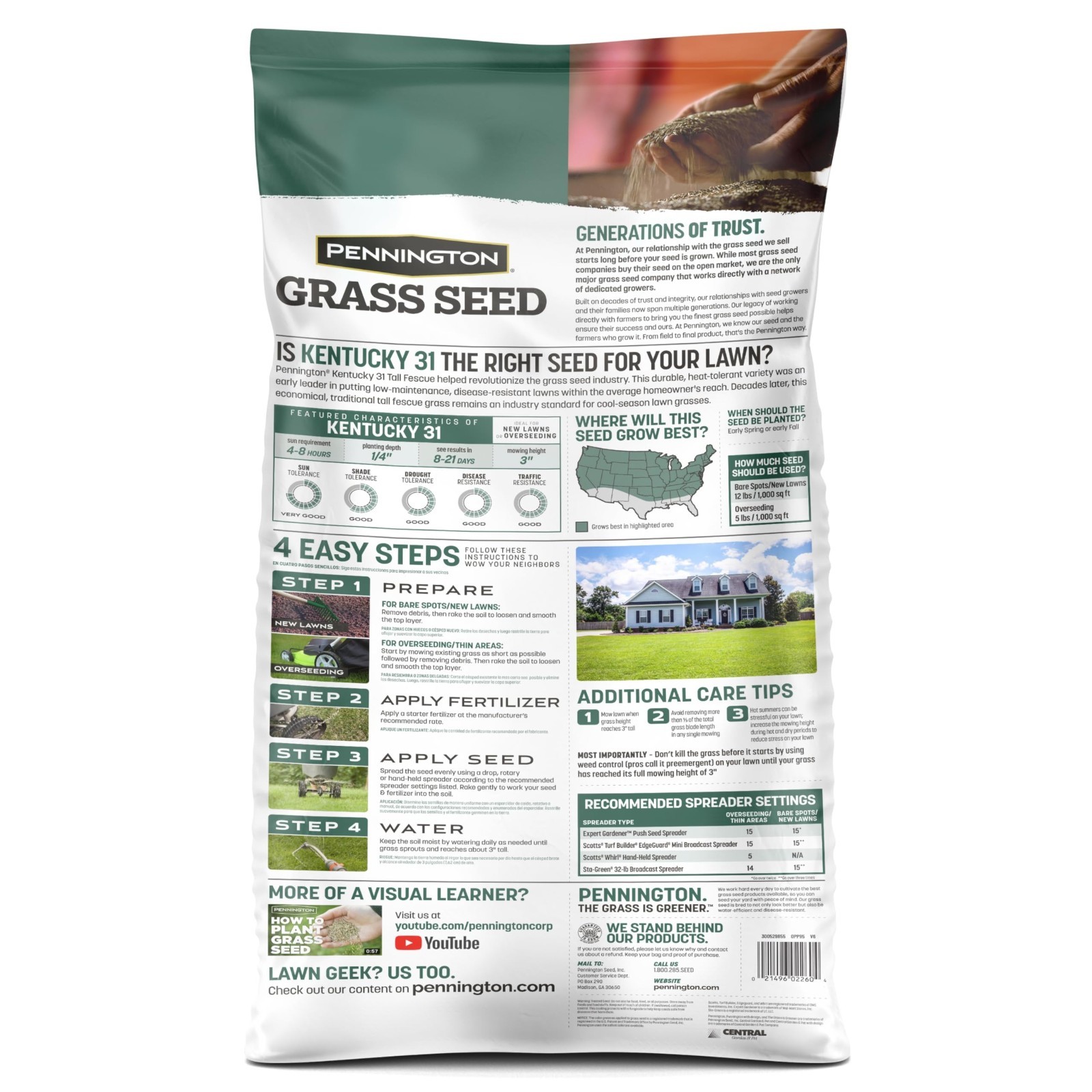 Tall Fescue Grass Seed 20 lb – Kentucky 31, Drought-Resistant, Lush Lawn Seed