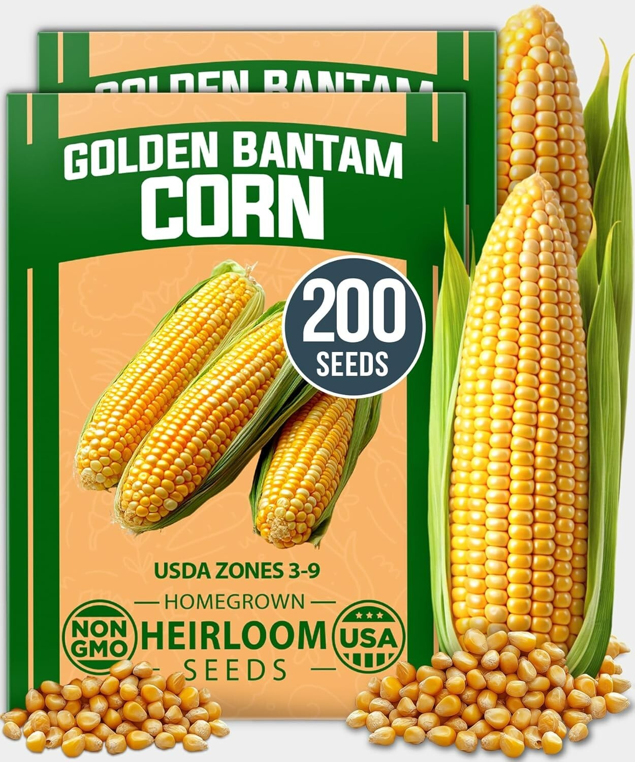 “HOME GROWN Golden Bantam Corn Seeds 2 Pack – 200 Vegetable Seeds for Planting “
