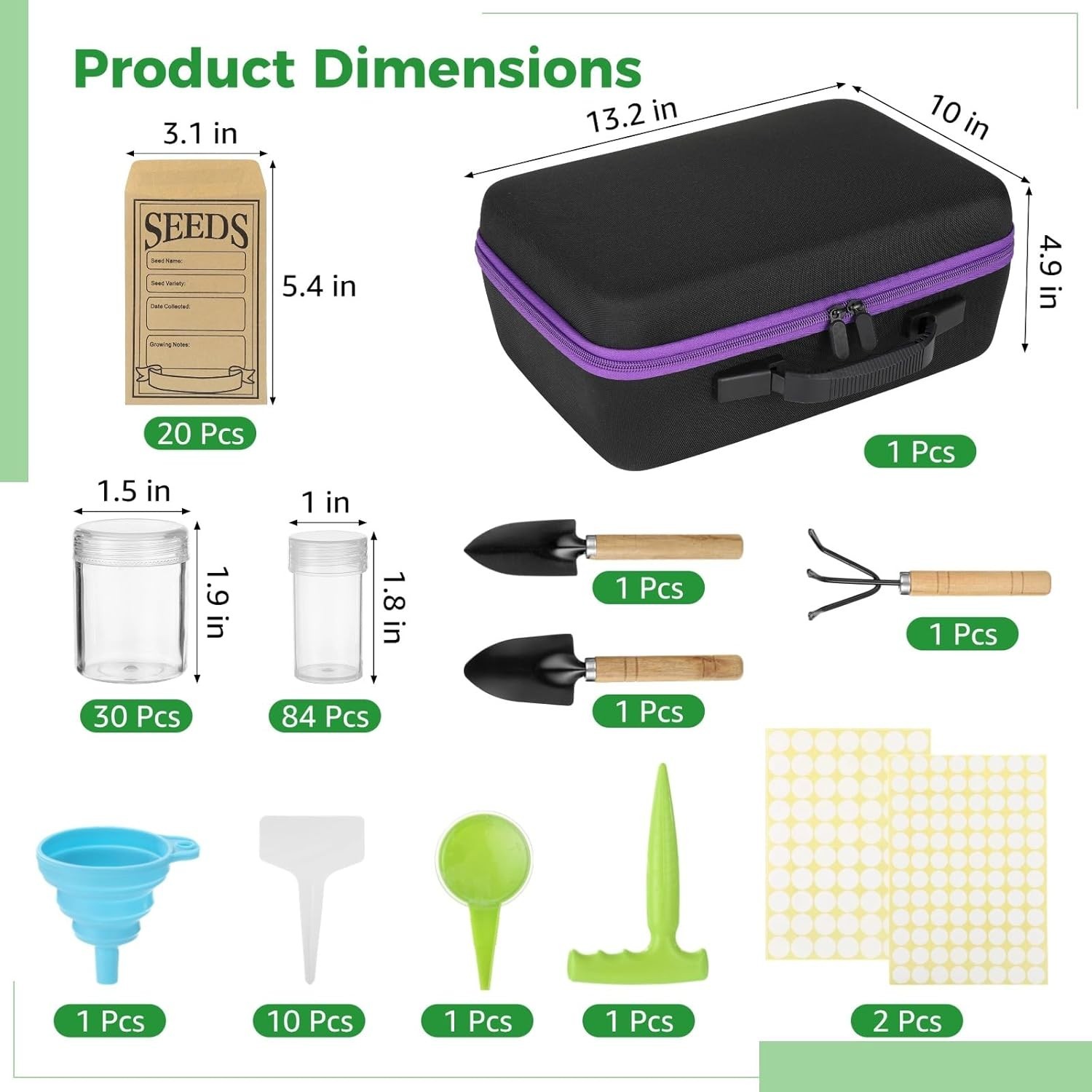 114 Slots Seed Storage Organizer Kit, Waterproof Portable Seed Box with Envelope