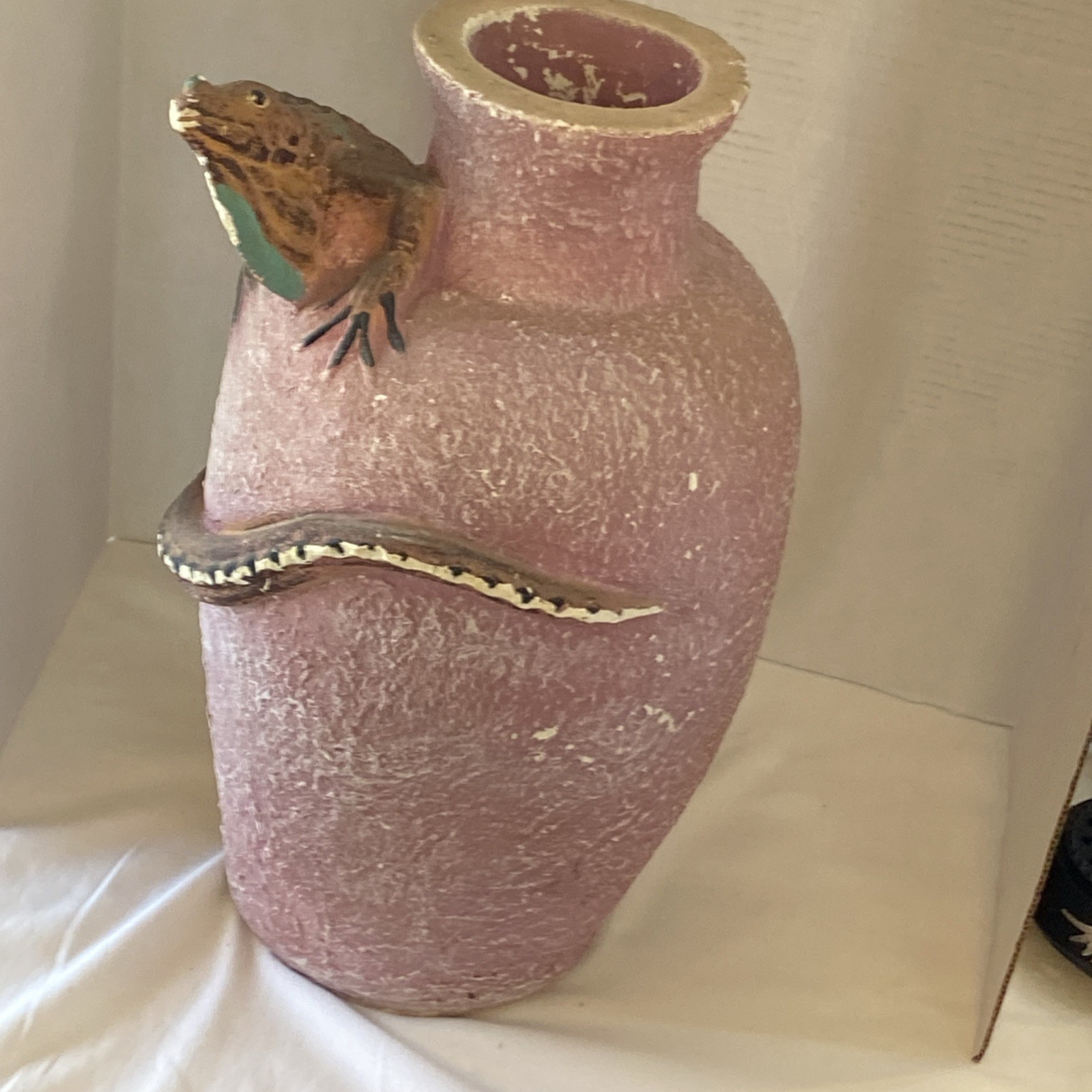 Vintage large Pottery Iguana Pot Garden Decor Handmade 22” Tall