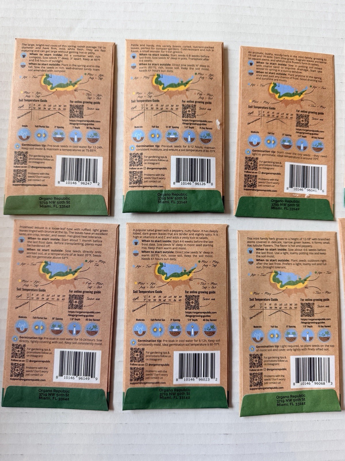 Lot Of 10 Heirloom Non-GMO Made In USA Greens Spring Mix Arugula Lettuce Kale