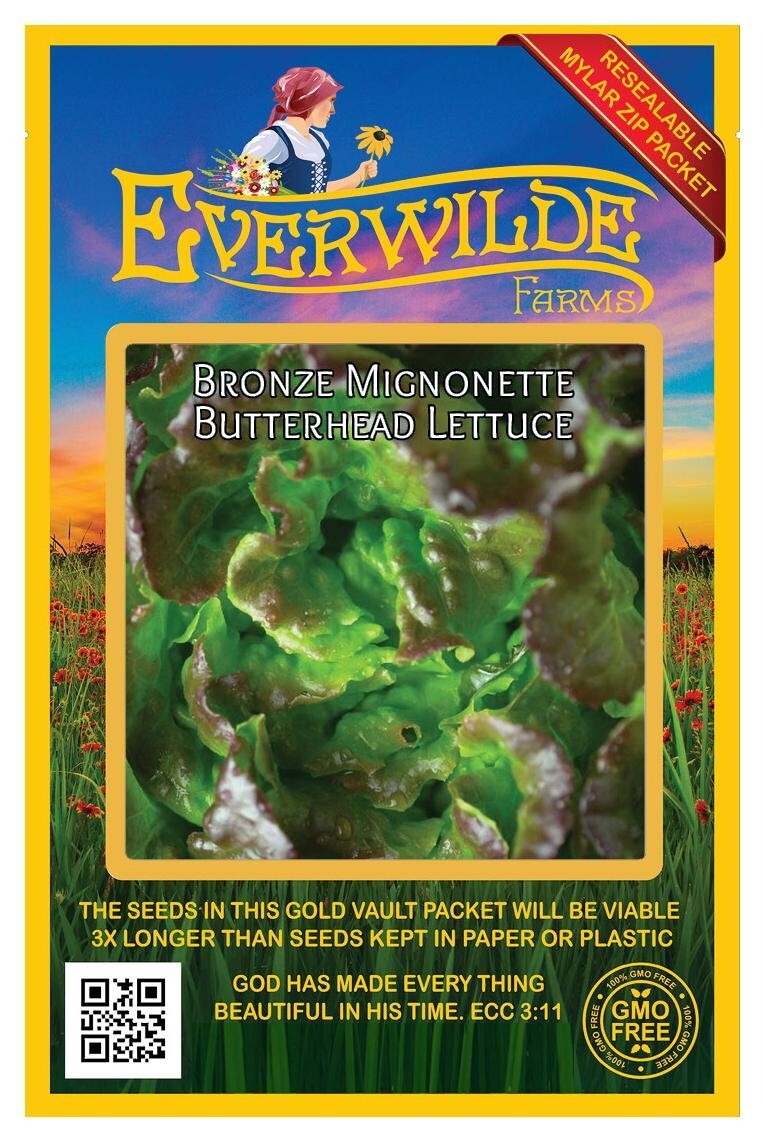 1 Oz Bronze Mignonette Butterhead Lettuce Seeds – Everwilde Farms Mylar Packet