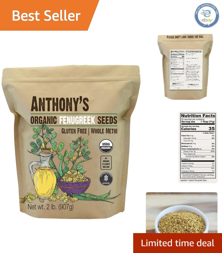 2 lb Organic Fenugreek Seeds – Whole Methi, Perfect for Plant-Based Recipes
