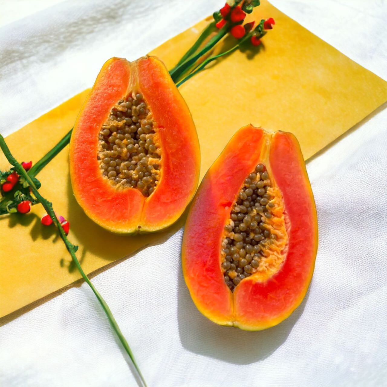 50pcs Red Heart Creamy Papaya Seeds – The Best of Papayas for Your Home Garden