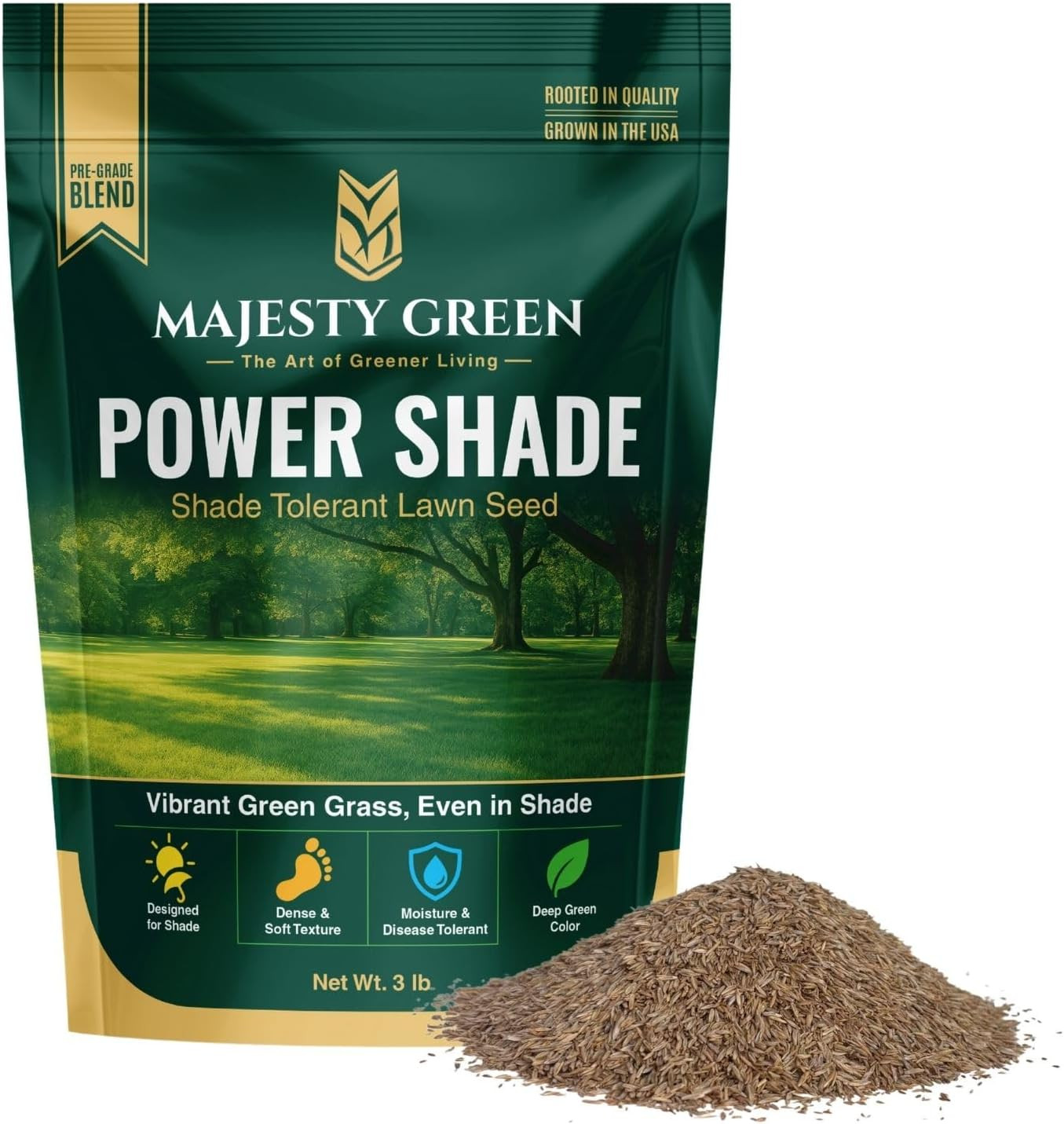 Power Shade – Shade Tolerant Grass Seed for Low Light Areas – Provides Lush, Den