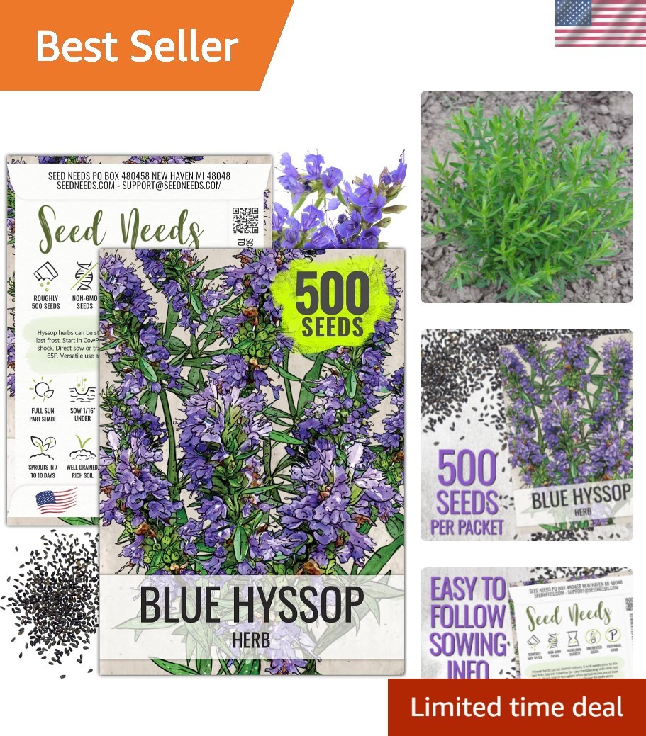 Hyssop Seeds for Planting Blue Hyssop Herbs – Non-GMO Heirloom & Untreated Hy…