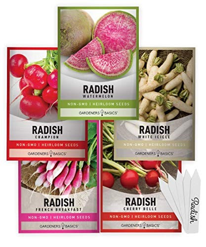 , Radish Seeds for Planting 5 Individual Packets – Watermelon, French