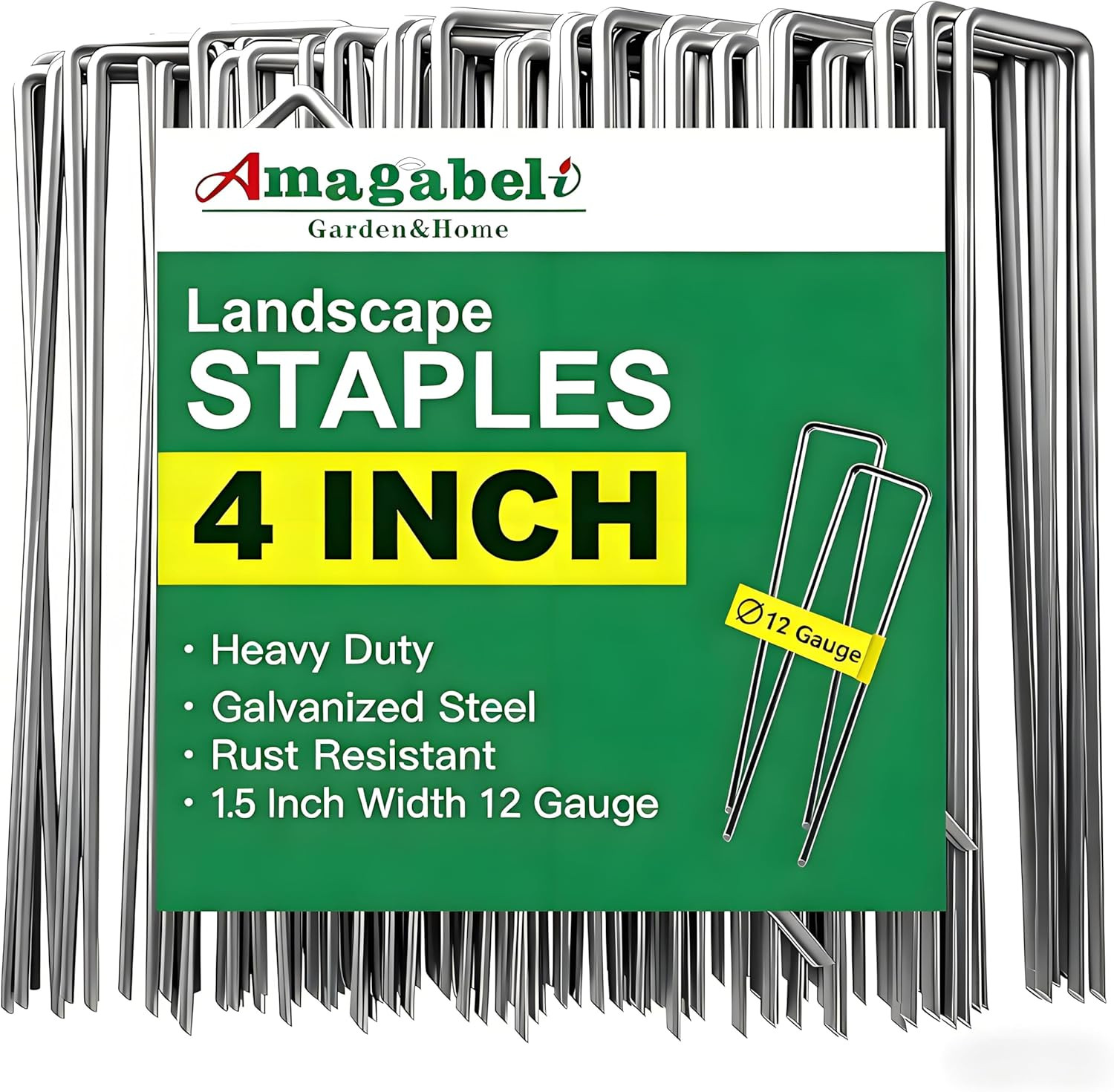 4 Inch 50 Pack Galvanized Landscape Staples Garden Staples 12 Gauge Garden Stake
