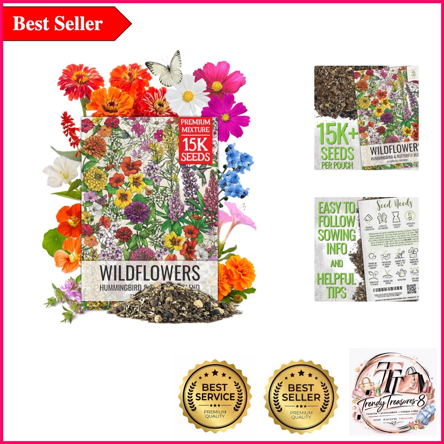 Pollinator-Attracting Wildflower Seed Mix for Vibrant Gardens