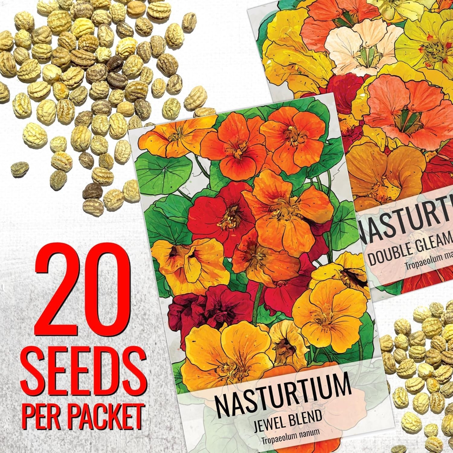 Nasturtium Seeds – Attract Pollinators with Edible Jewel Blend & Double Gleam