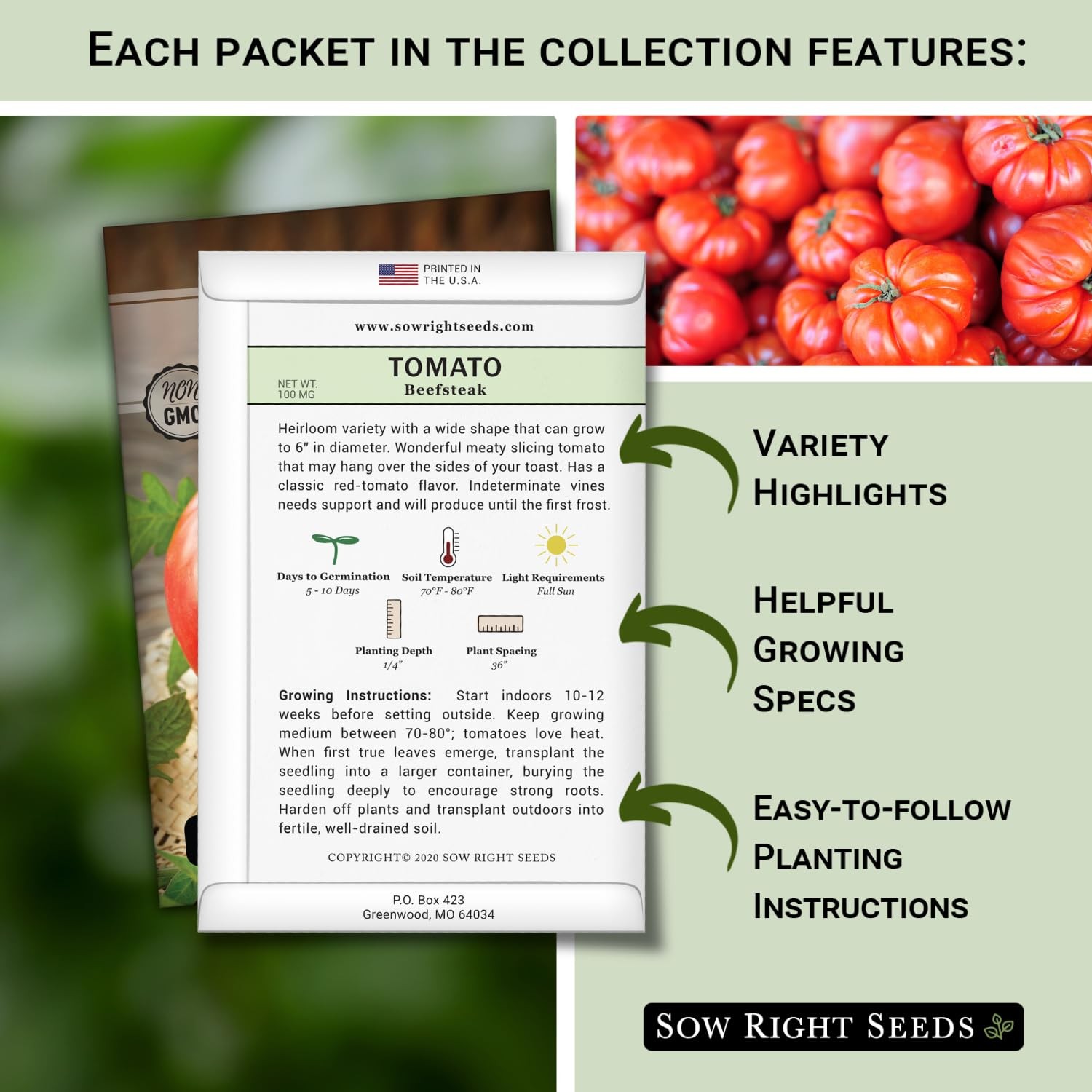 Sow Right Seeds – Beefsteak Style Tomato Seed Collection for Planting – Mix
