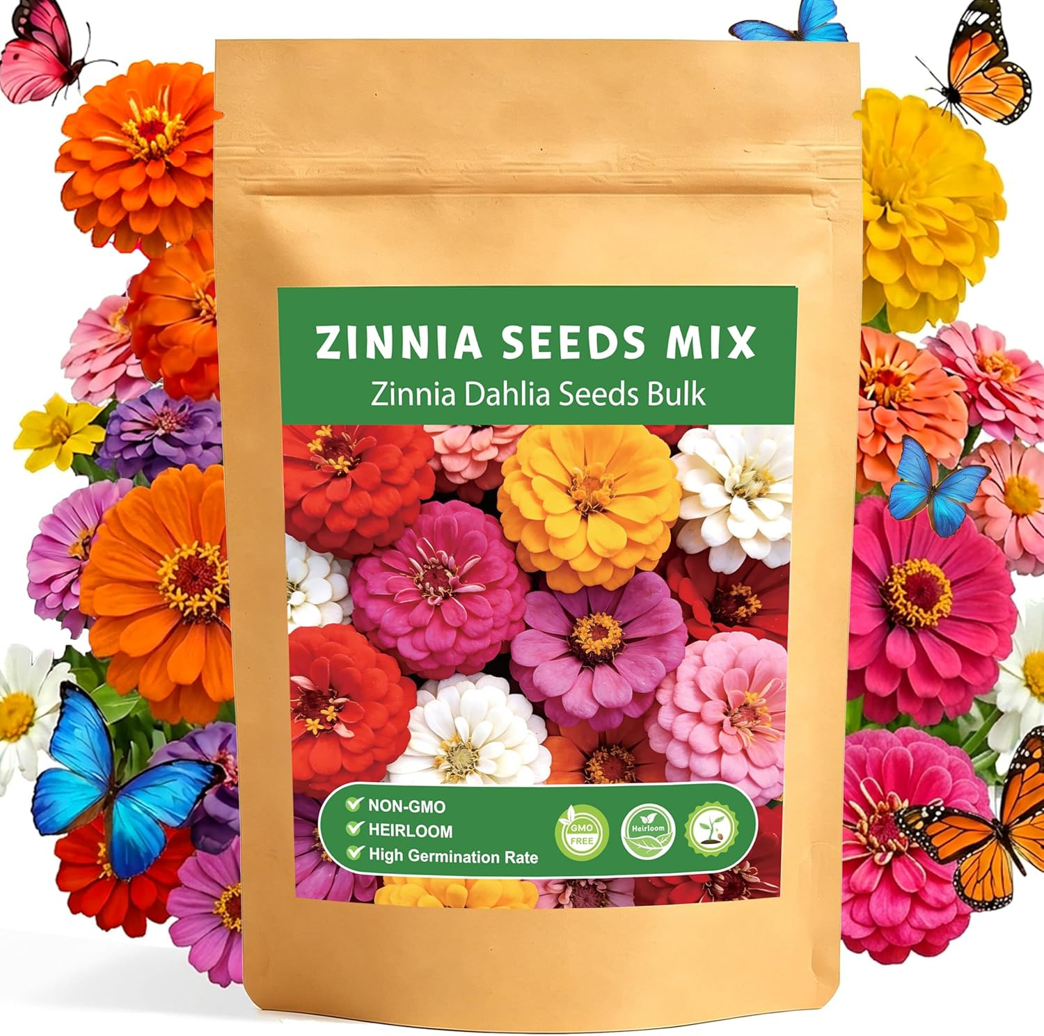Zinnia Seeds for 2026, 10,000+ California Giant Zinnia Seeds Bulk, Double Dahlia