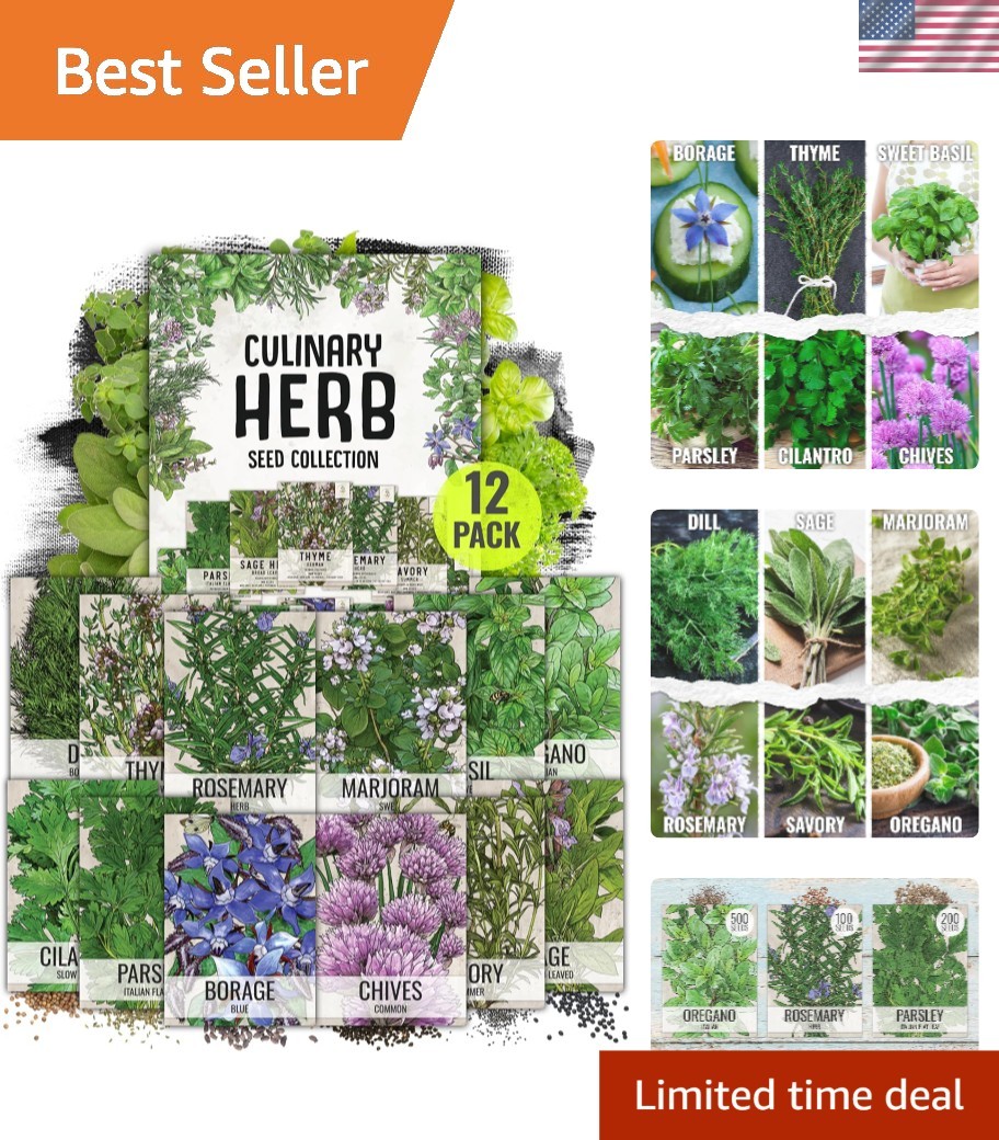 Fresh Herb Seeds Variety Collection – 12 Non-GMO Packets for Indoor & Outdoor