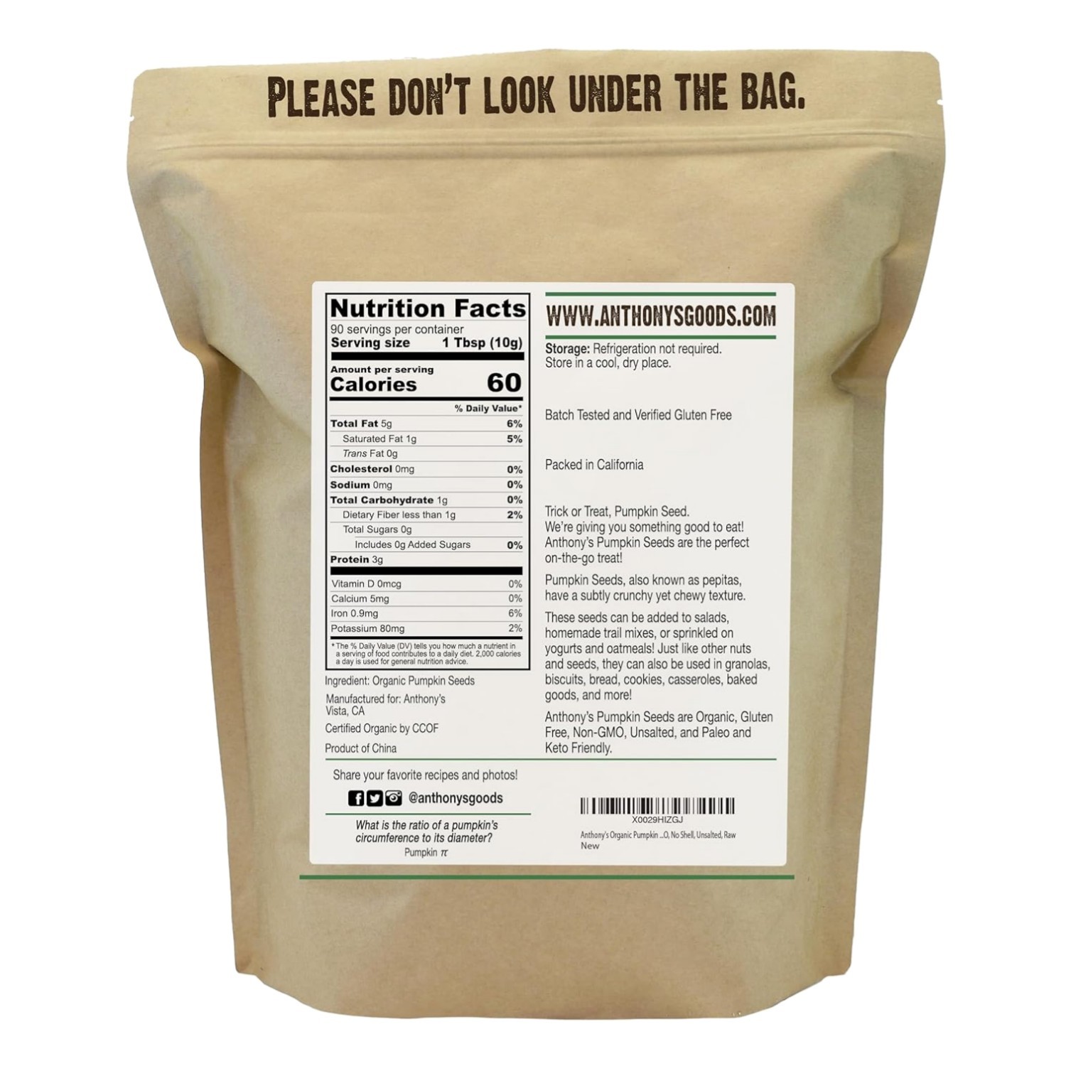 Organic Pumpkin Seeds, 2 lb Bag – Gluten Free, Non GMO
