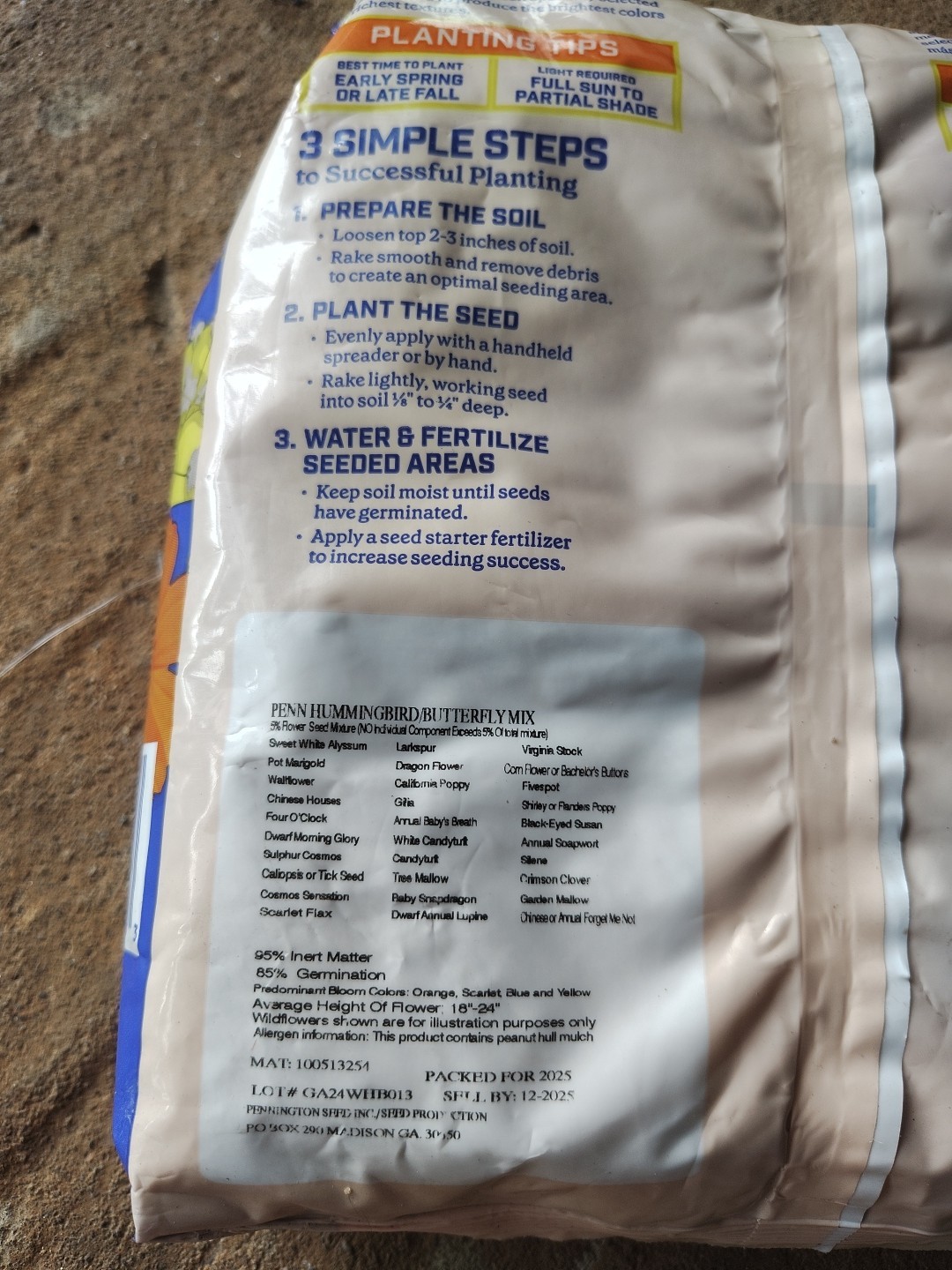 Wildflower Meadow Lawn Butterfly Hummingbird Perennial Full Sun Seed Mix 32 Oz