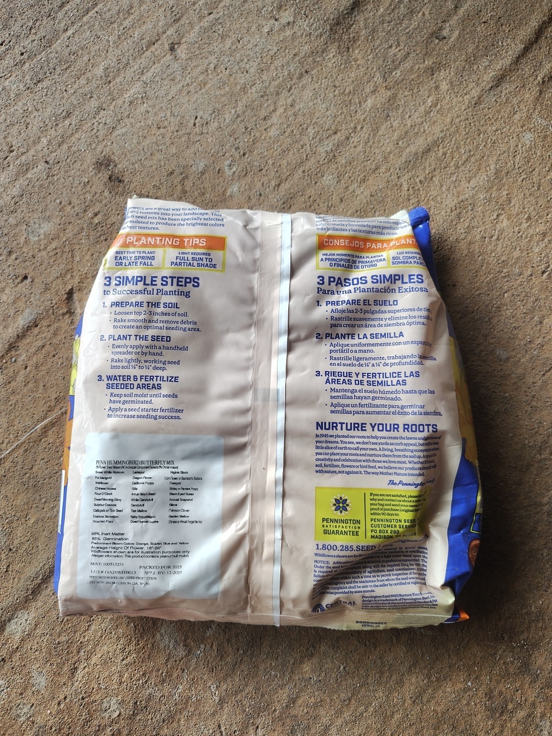 Wildflower Meadow Lawn Butterfly Hummingbird Perennial Full Sun Seed Mix 32 Oz