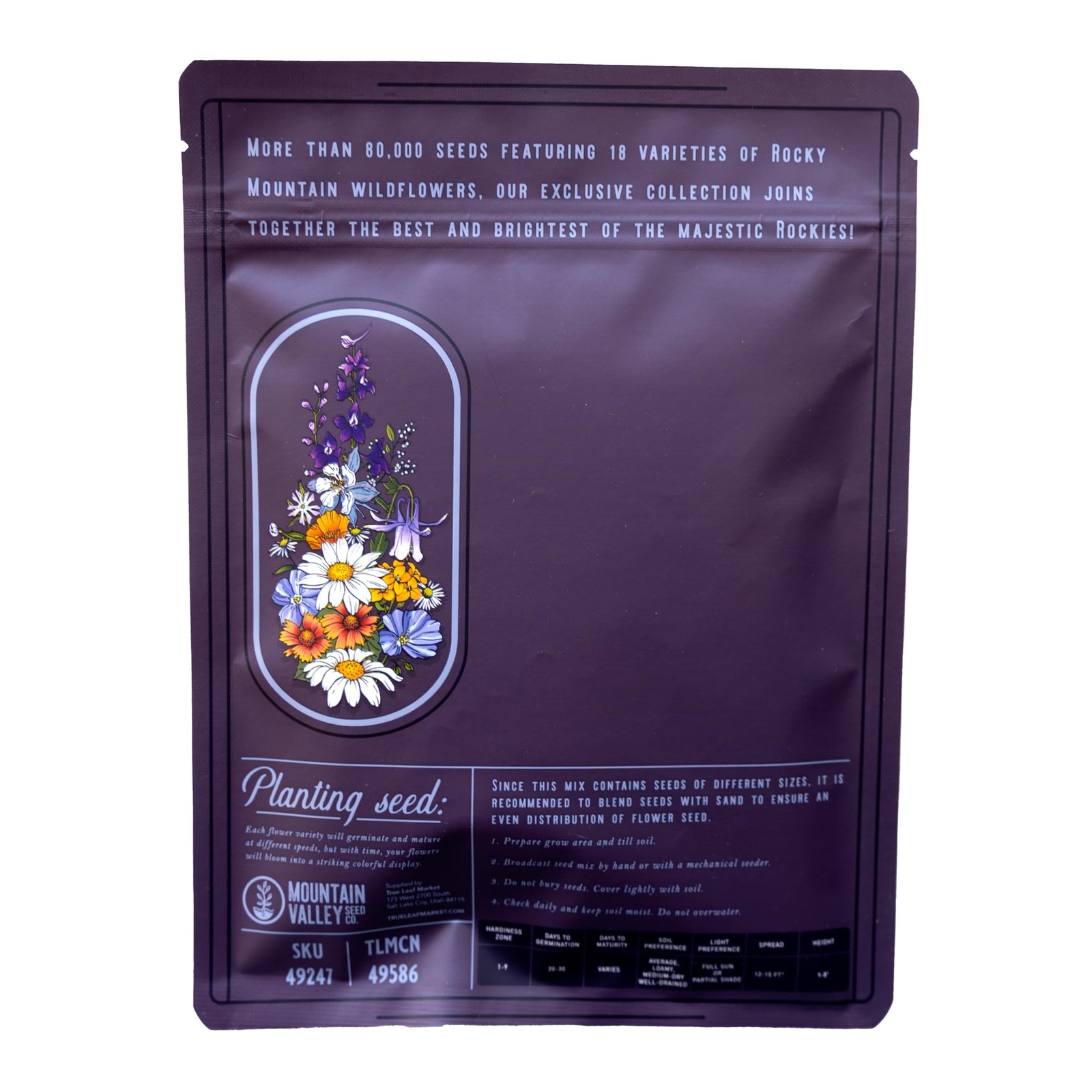 Rocky Mountain Wildflower Seeds Mix, 2 oz – 80,000+ Non-GMO Pollinator Varieties