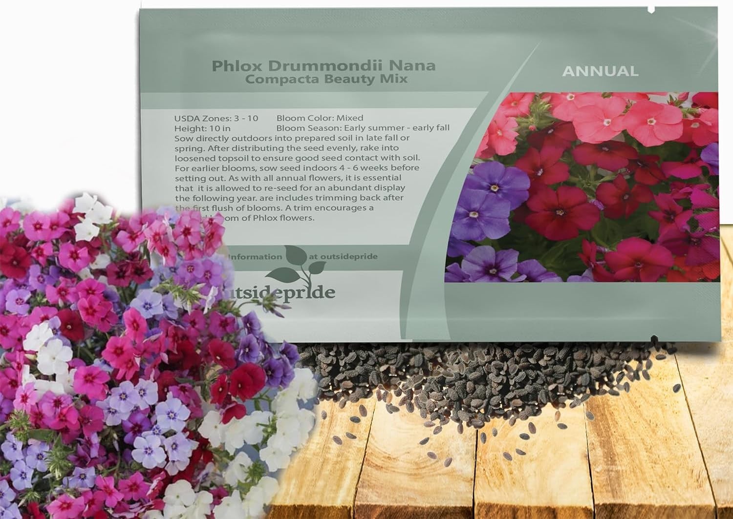 Vibrant Mix Phlox Seeds – 1000 Pcs Self-Seeding Annual for Pollinator Gardens