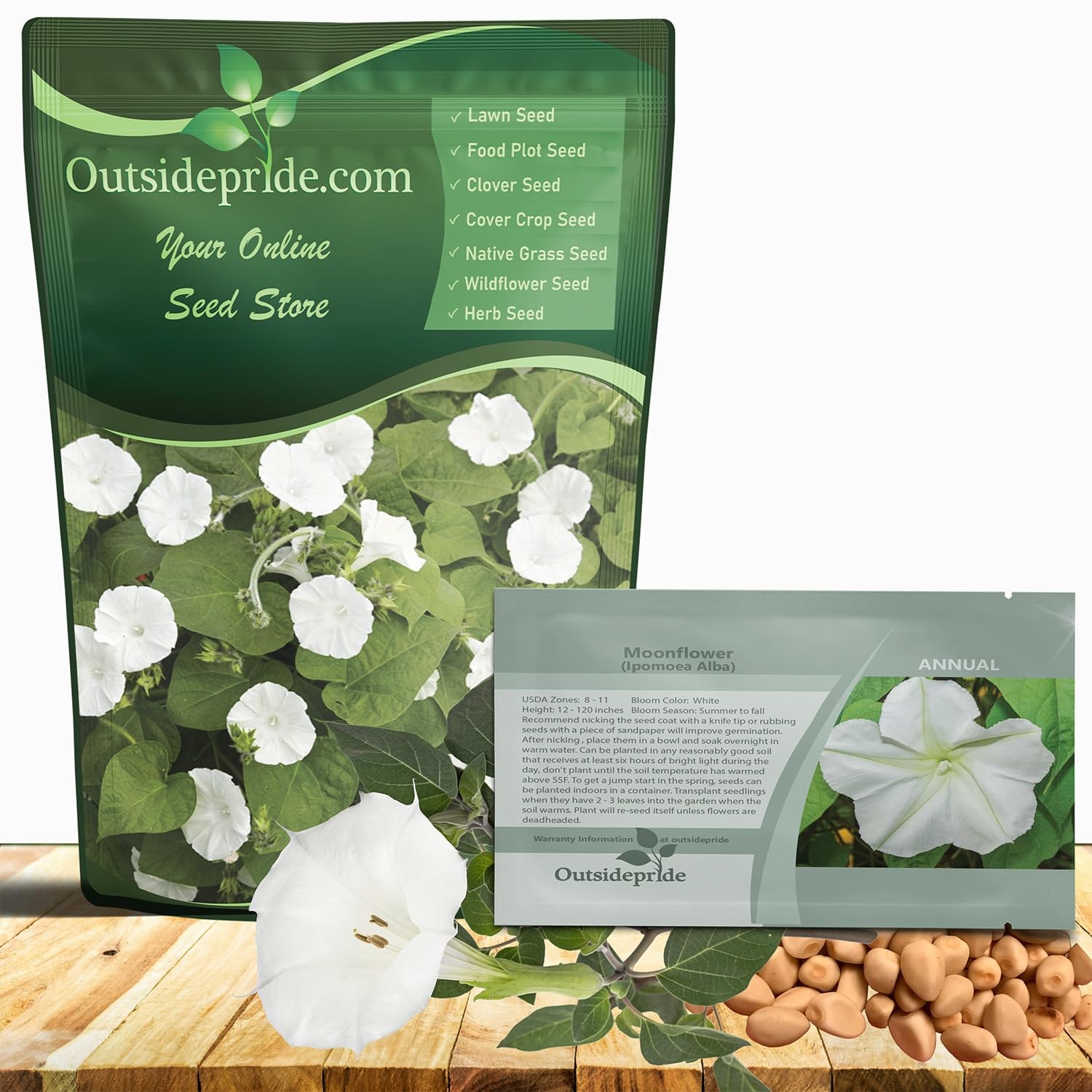 Moonflower Seeds 1 lb. Vining Annuals for Night Gardens, Trellises &
