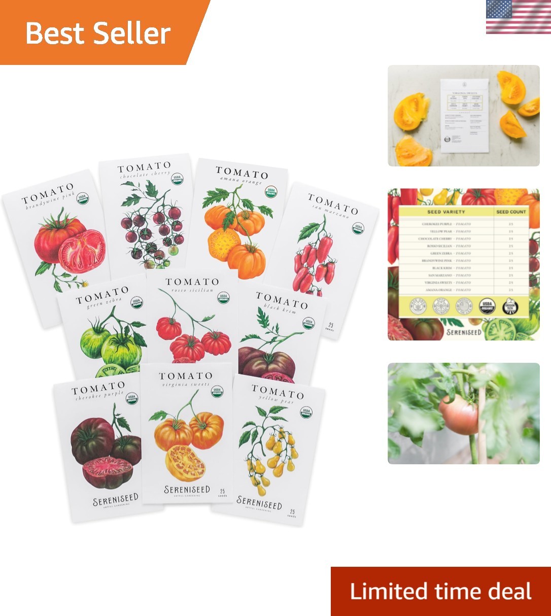 Certified Organic Tomato Seeds 10-Pack – Non GMO, Open Pollinated – Cherokee …