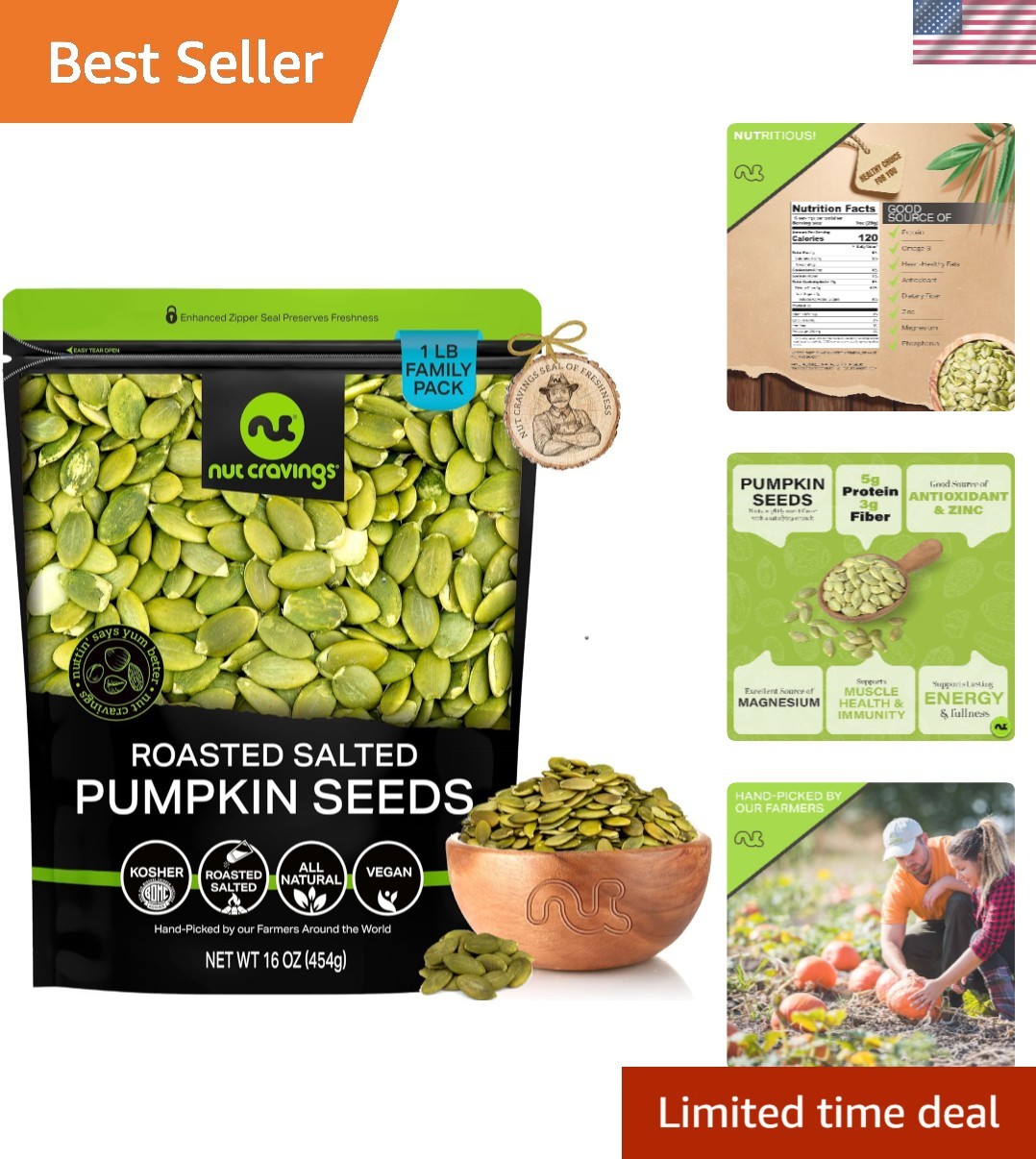 Snack Smart with 16oz Roasted & Salted Pepitas – Perfect for Recipes & Snacking