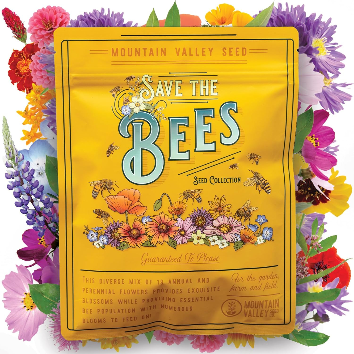 Wildflower Seeds Bulk, Oz. 80,000+ Seeds � save the Bees Mix with 19 Non-Gmo Va