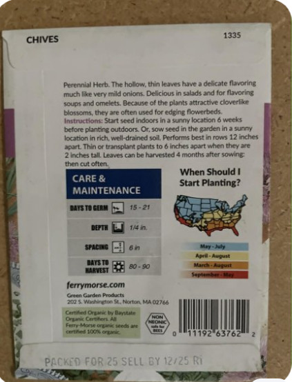 Lot of 225 Ferry Morse Herb and Vegetable Seeds. Non Gmo. Dated 2025