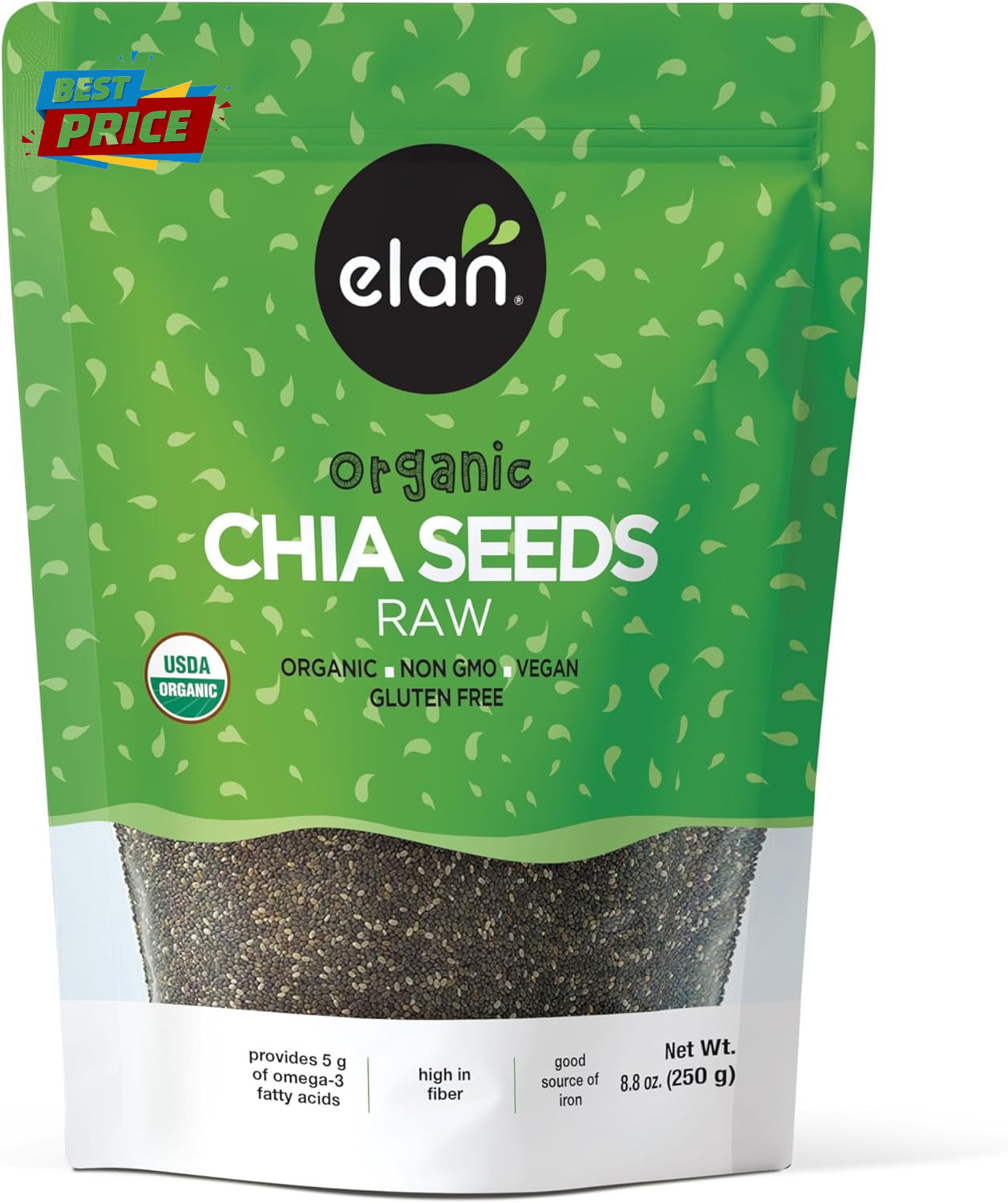 Organic Chia Seeds, 8.8 Oz, Natural Raw Black Chia Seeds, Plant-Based, Non-Gmo,