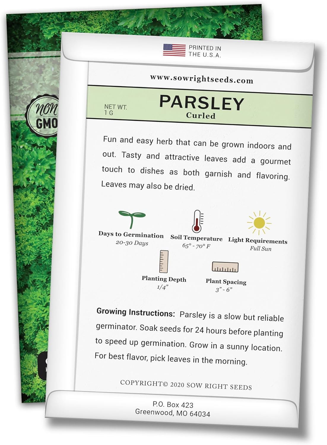 – Flat and Curly Leaf Parsley Seed Collection for Planting – Non-Gmo Heirloom Pa