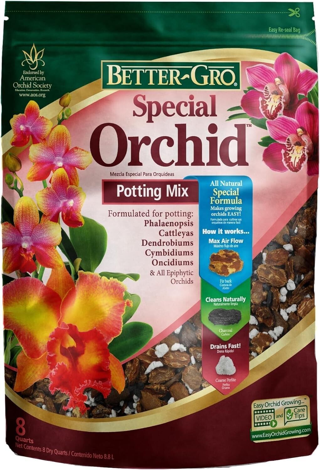 5002 PKG 8 Dry QT. SP Orchid Mix, 1-pack, Fucsia FD214