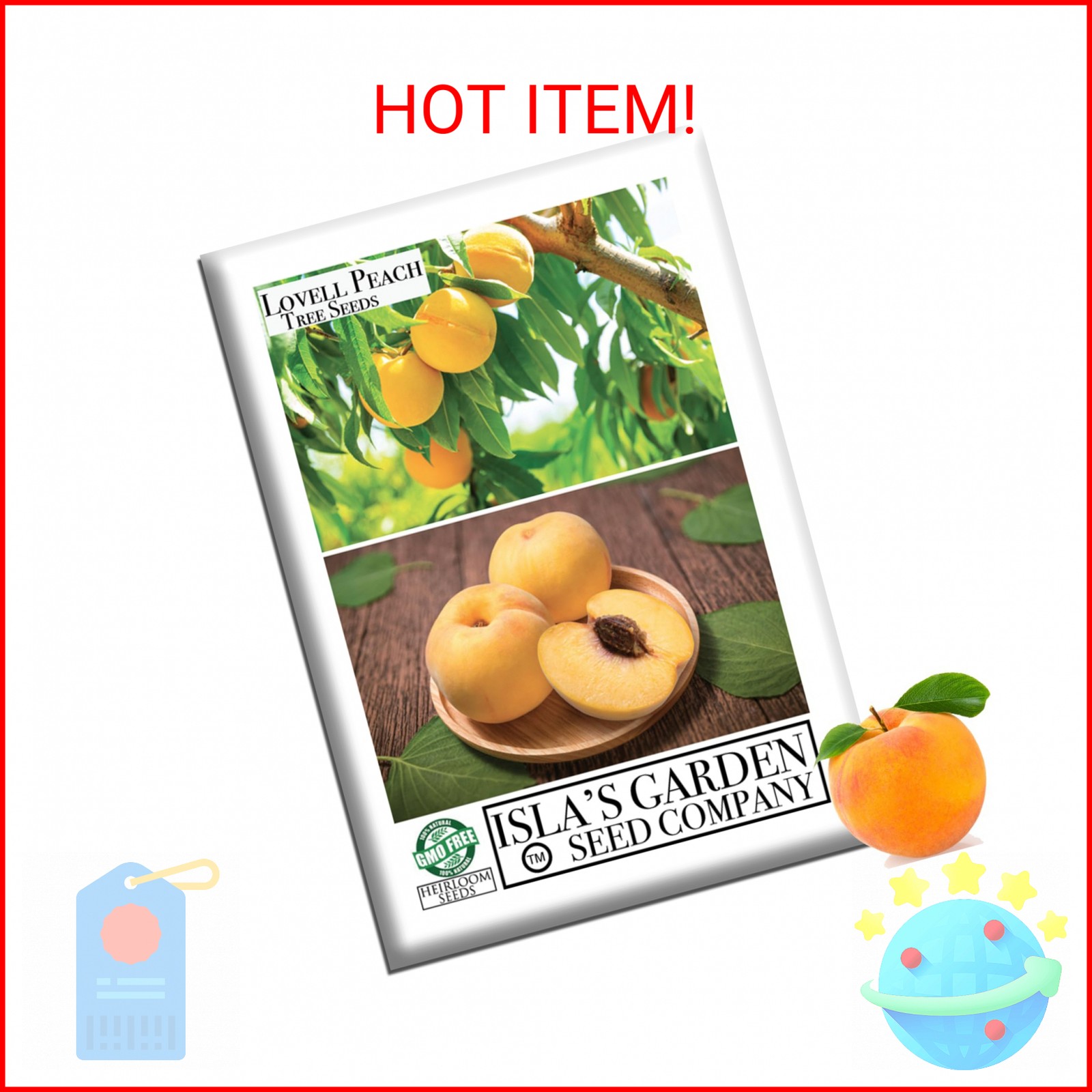 Lovell Peach Tree Seeds (Prunus persica) – 2 Heirloom Non-GMO Seeds by Isla’s Ga