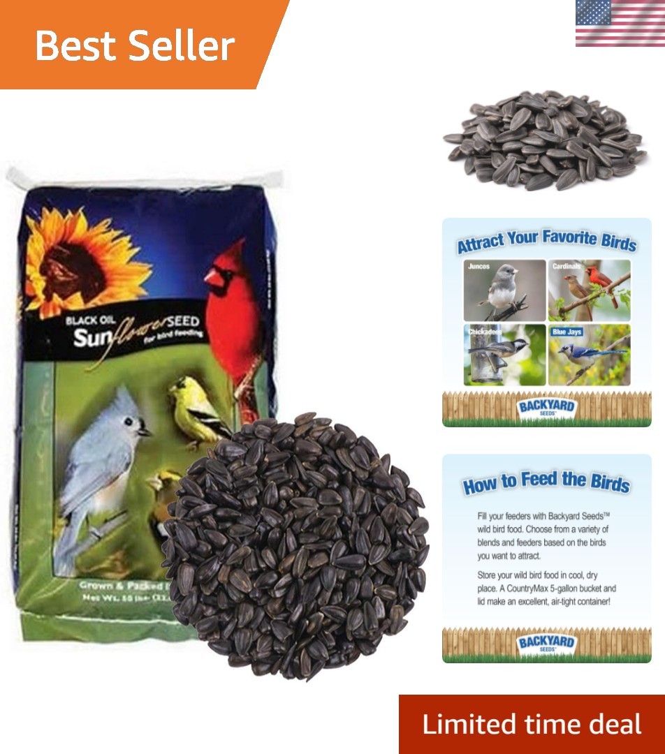 Backyard Seeds Black Oil Sunflower Seeds for Wild Birds 50lbs – Thin Shells, …
