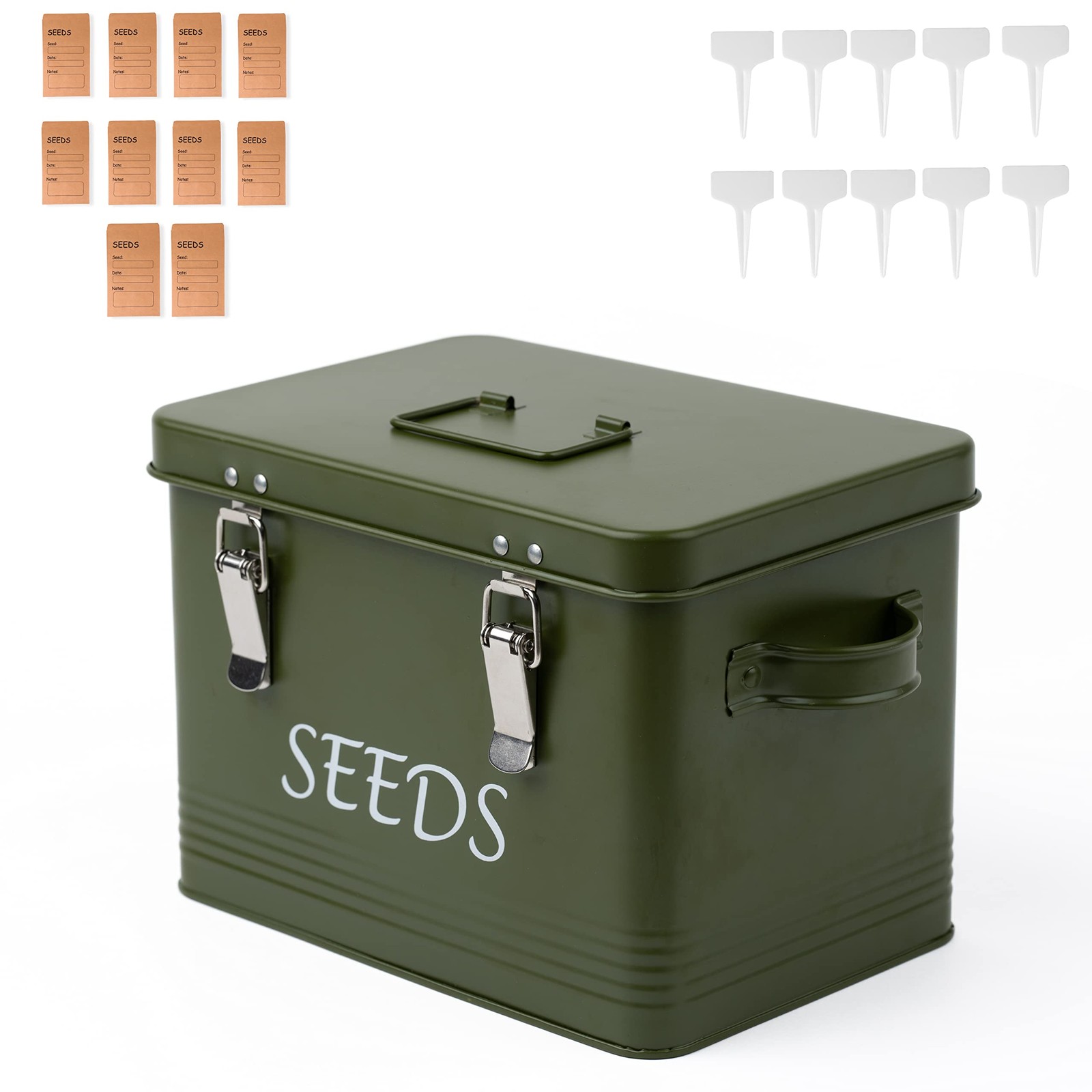 Seed Storage Box Garden Seed Packet Storage Organizer Seed box with dividers,…