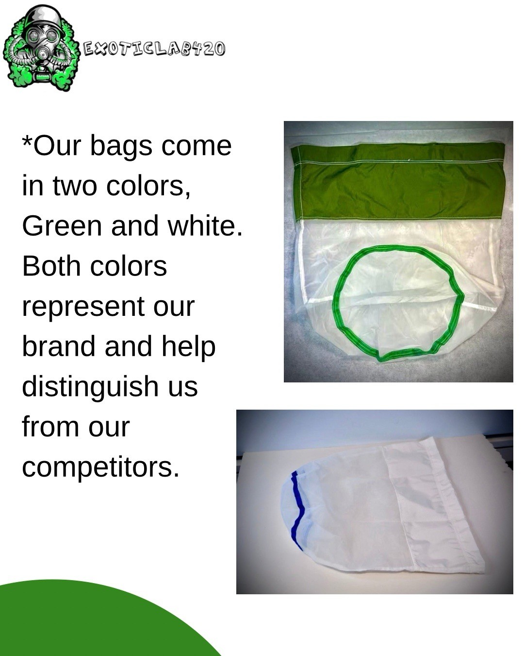 NEW 32Gallon(Green or White)Exoticlab420 73 micron single bag(Buy 5 Get 1 Free)