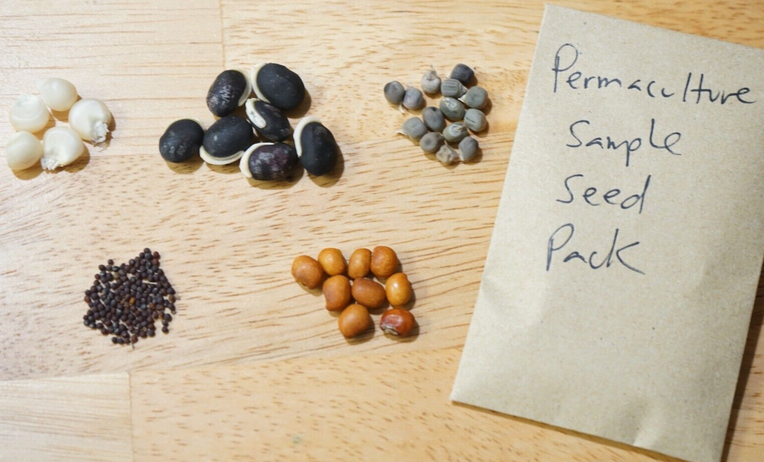 PERMACULTURE SEED Sample Pack 5 heirloom vegetable varieties