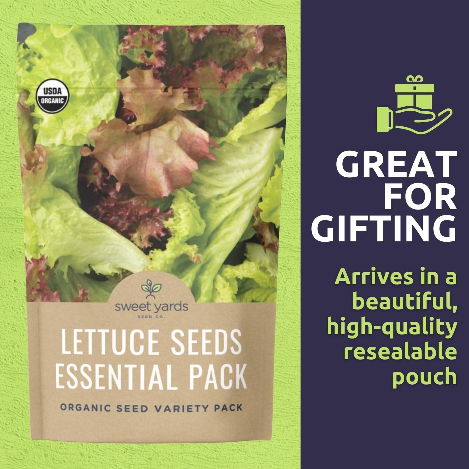 Organic Lettuce Seeds Variety Pack 5 NonGMO Packs for Indoor & Outdoor