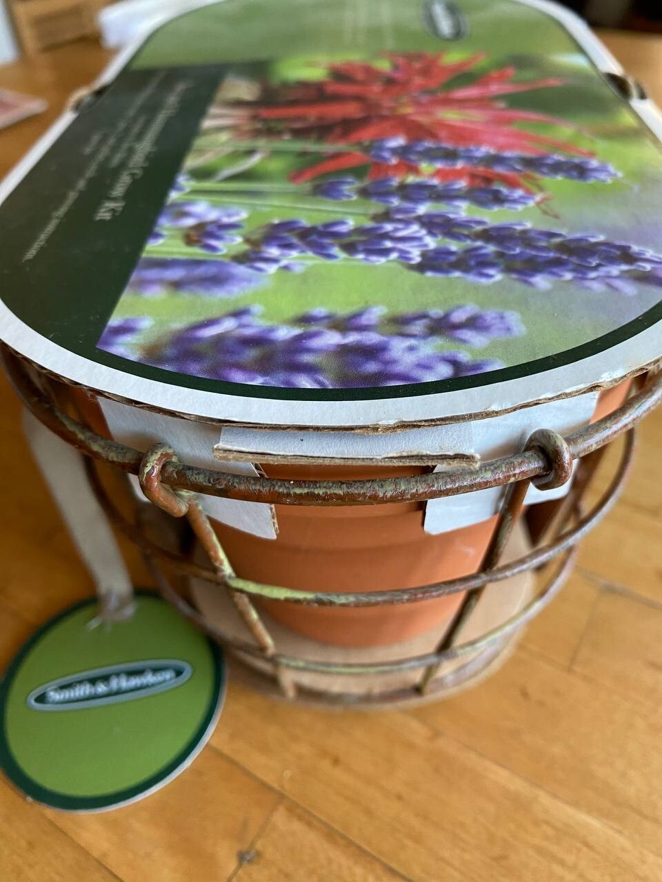 Smith & Hawken Grow Kit Lavender & Bee Balm Wire Basket 2 Pots Seeds 2 Soil Pell