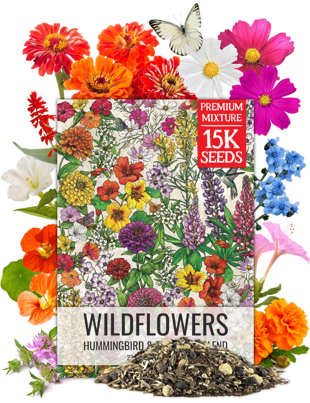 Flower Seeds Hummingbird and Butterfly Seed Mix 1 Ounce No Filler | 23 Variet…
