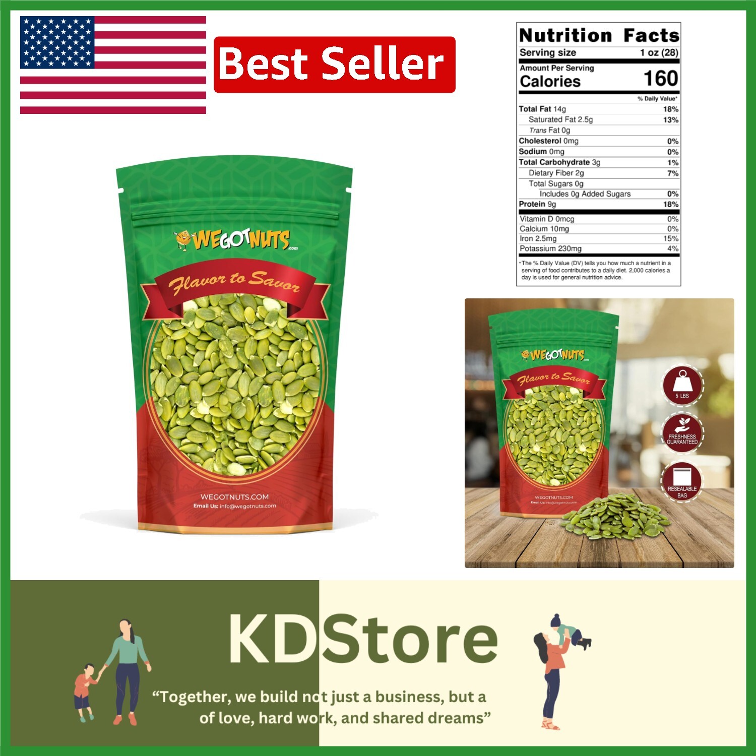 80oz Low-Calorie Pumpkin Seeds | Raw Pepitas for Fresh and Healthy Snacking