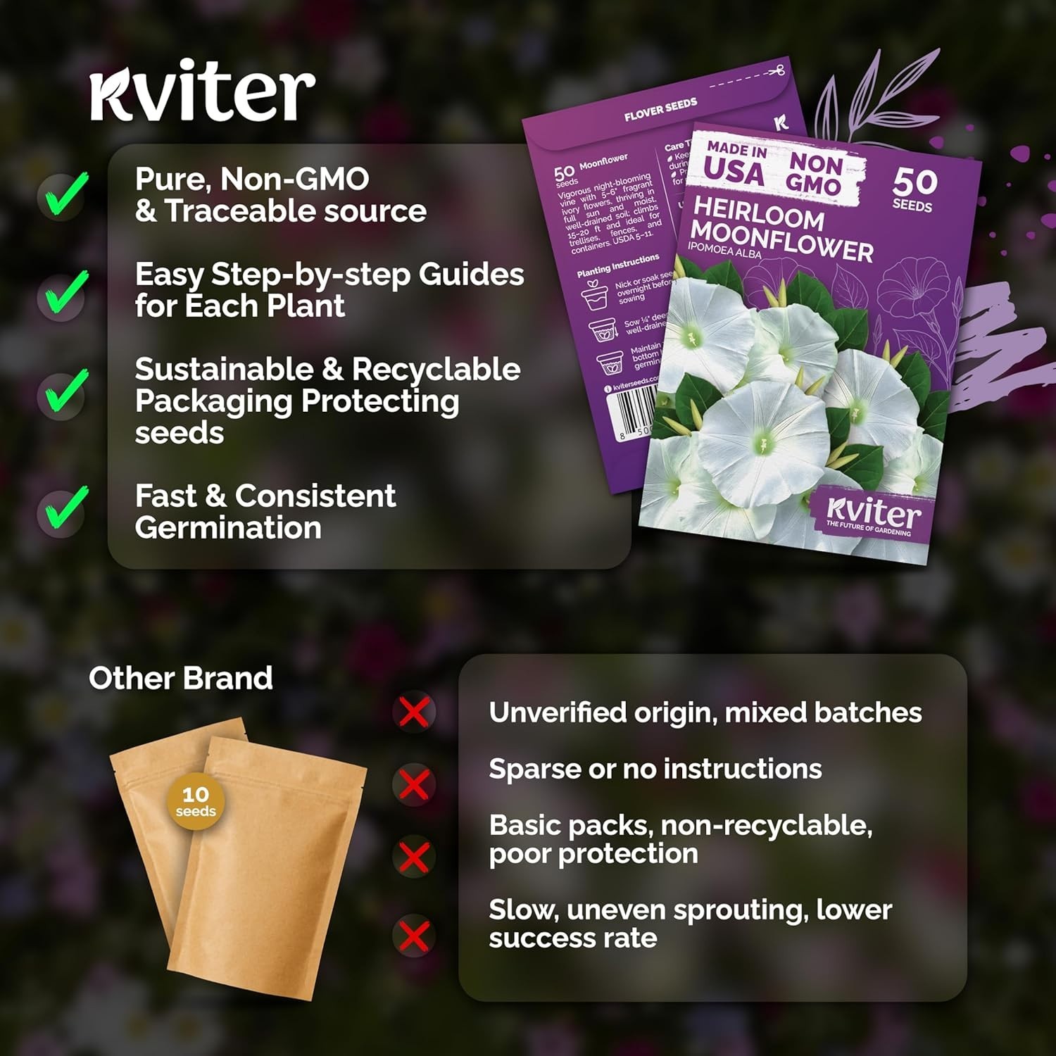 Night Blooming Moonflower Seeds – 50 Fragrant Climbing Plants for Outdoor Beauty