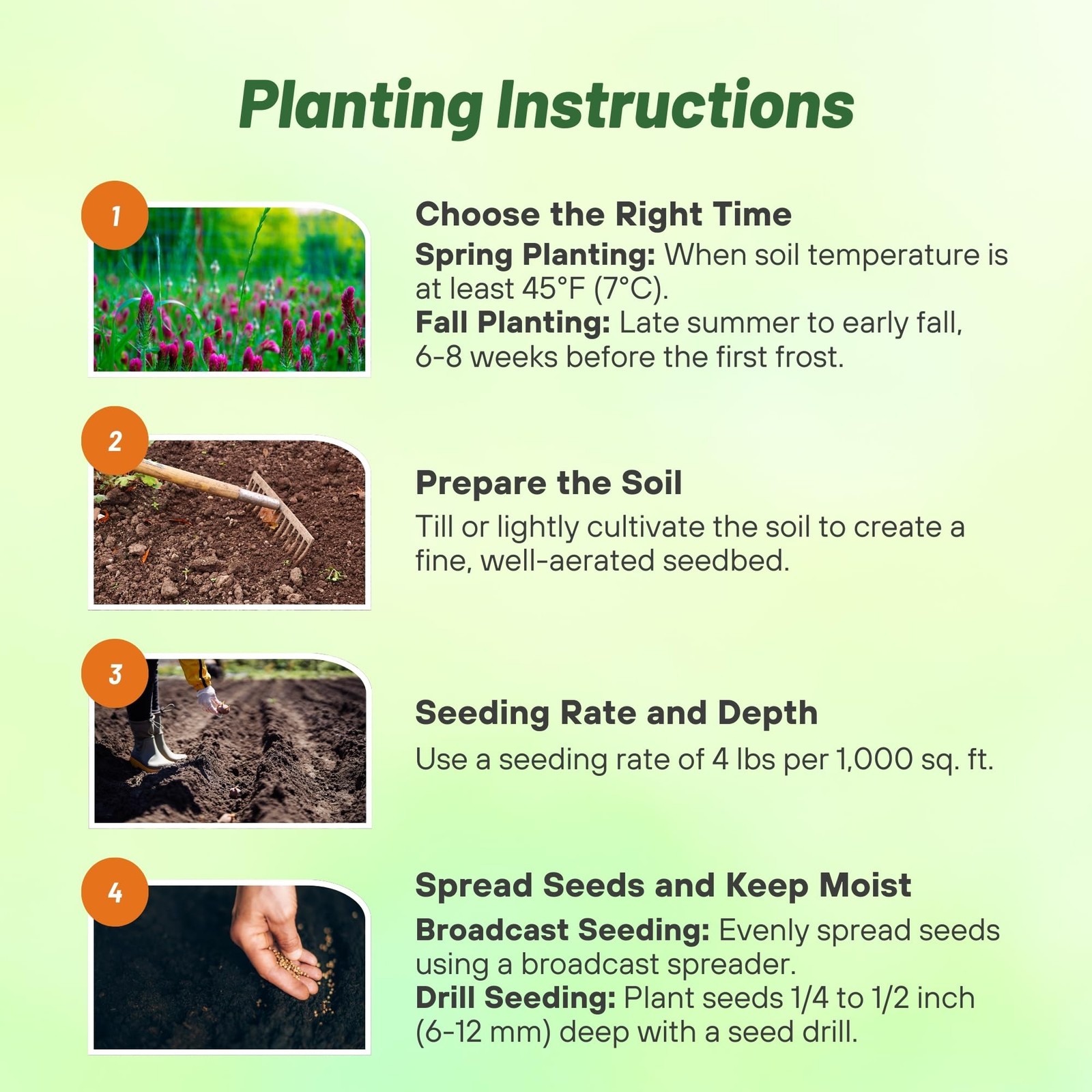 Nutrient-Rich Cover Crop Seeds – 10 lbs Soil Health Mix for Gardens