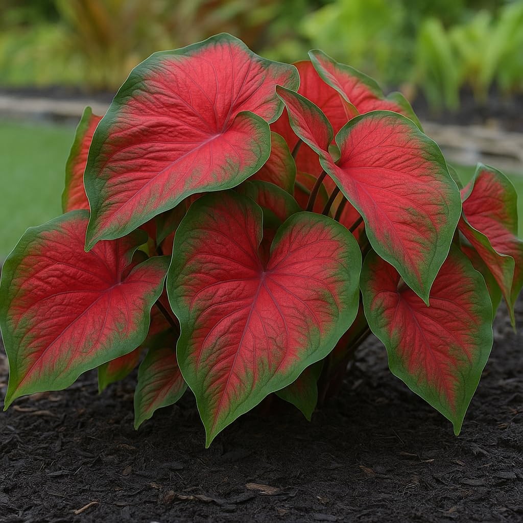 “Dragon Heart Caladium Bulbs – Perennial Planting, Hosta, Elephant Ears (6 Pack)