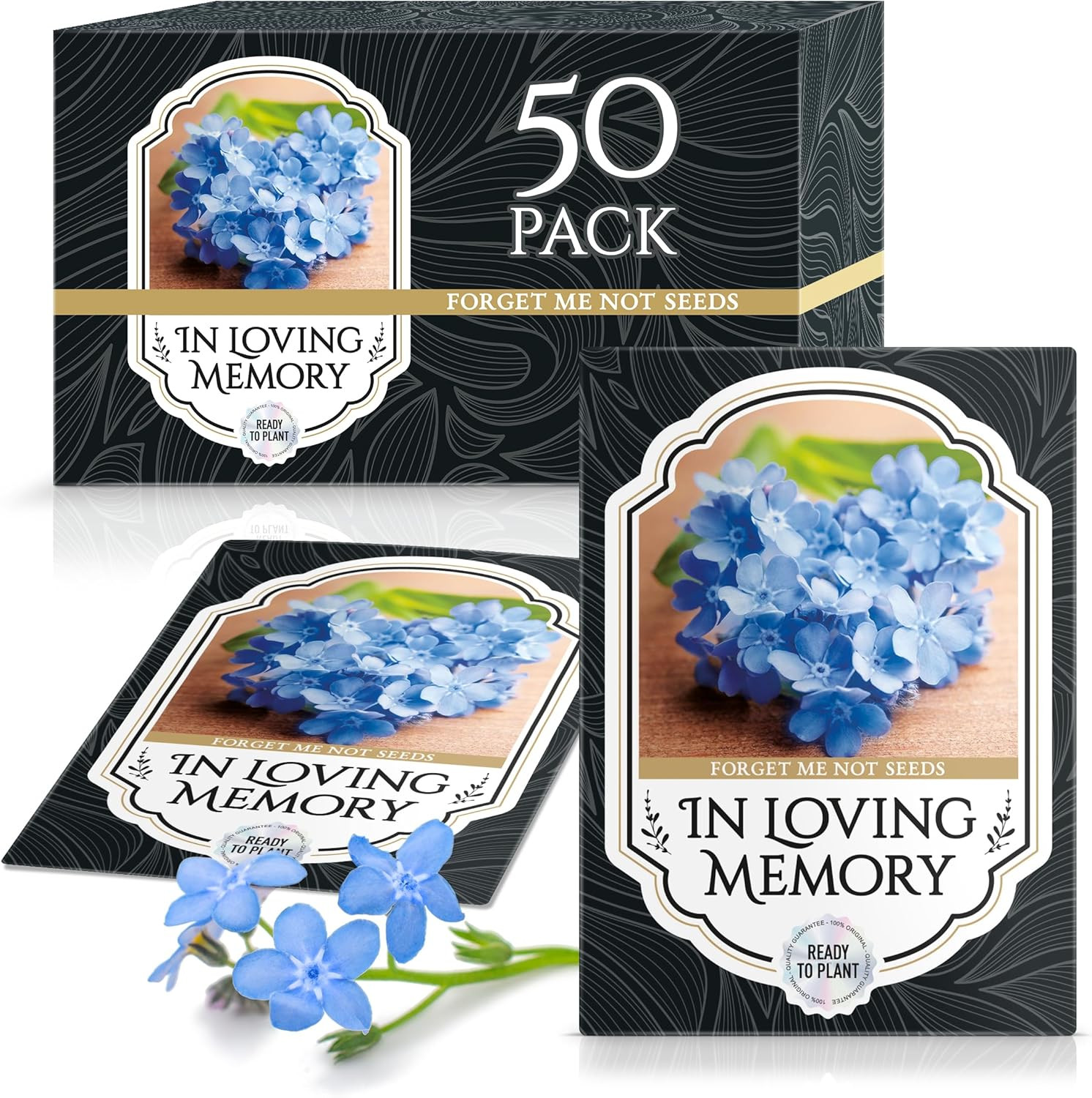 Memorial Forget Me Not Seeds for Celebration of Life – Funeral Favor Packets – 5