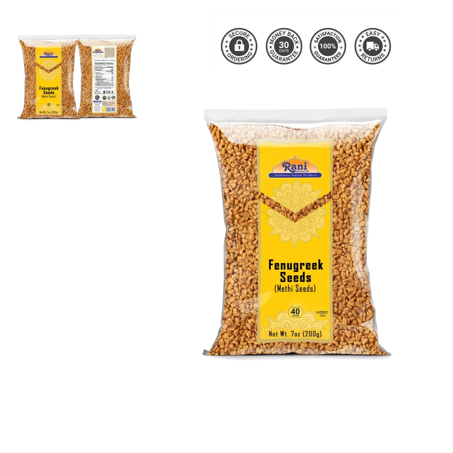 Organic Fenugreek Methi Seeds Whole 7oz | Non-GMO, Gluten Friendly & Authentic