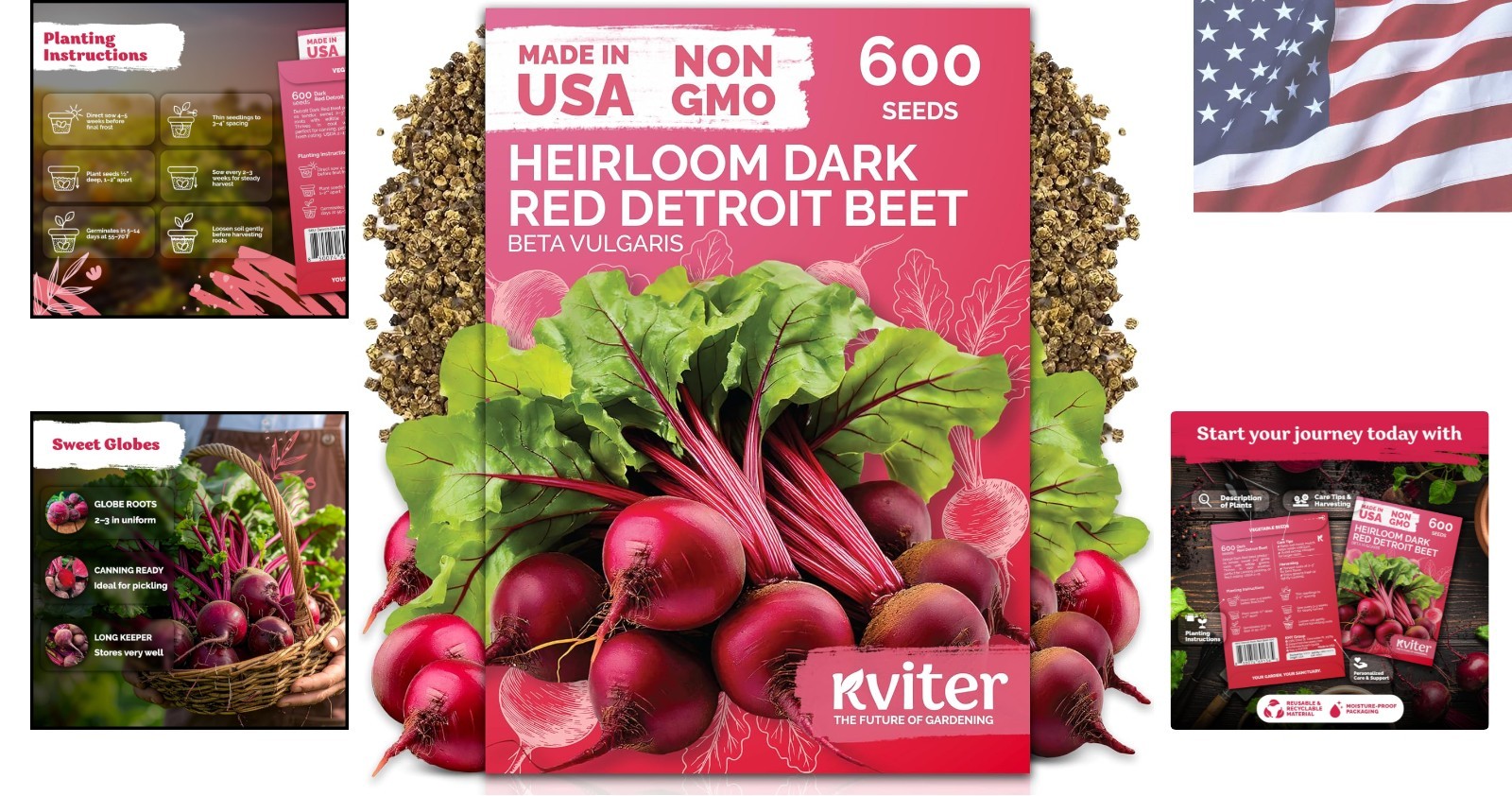 Heirloom Detroit Dark Red Beet Seeds – 600 Count for Reliable Outdoor Gardening
